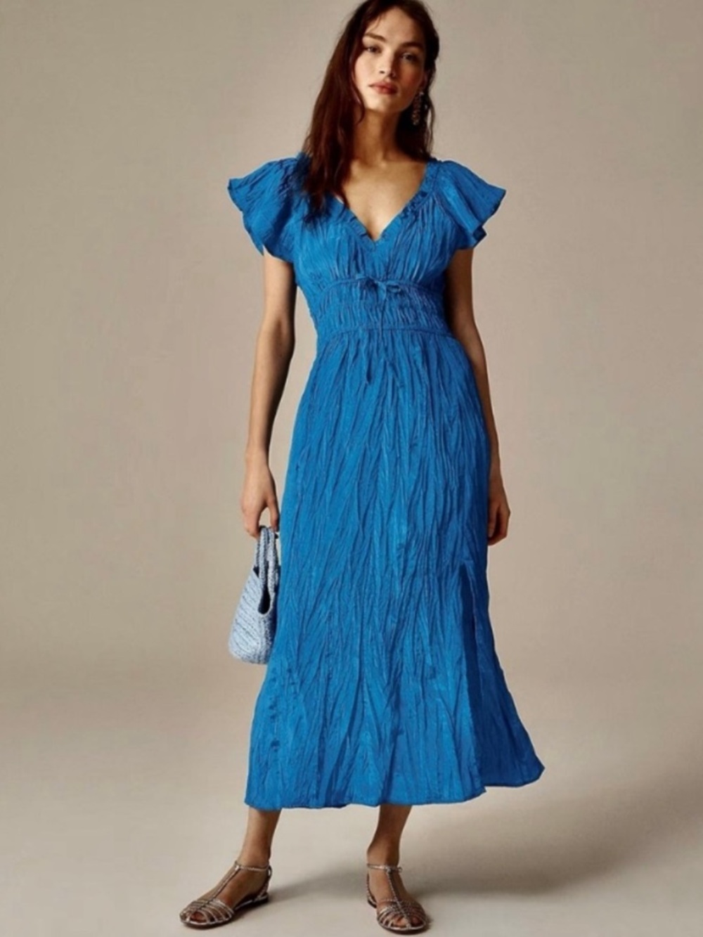 NWT J. Crew Palermo dress in viscose-blend crinkle size S